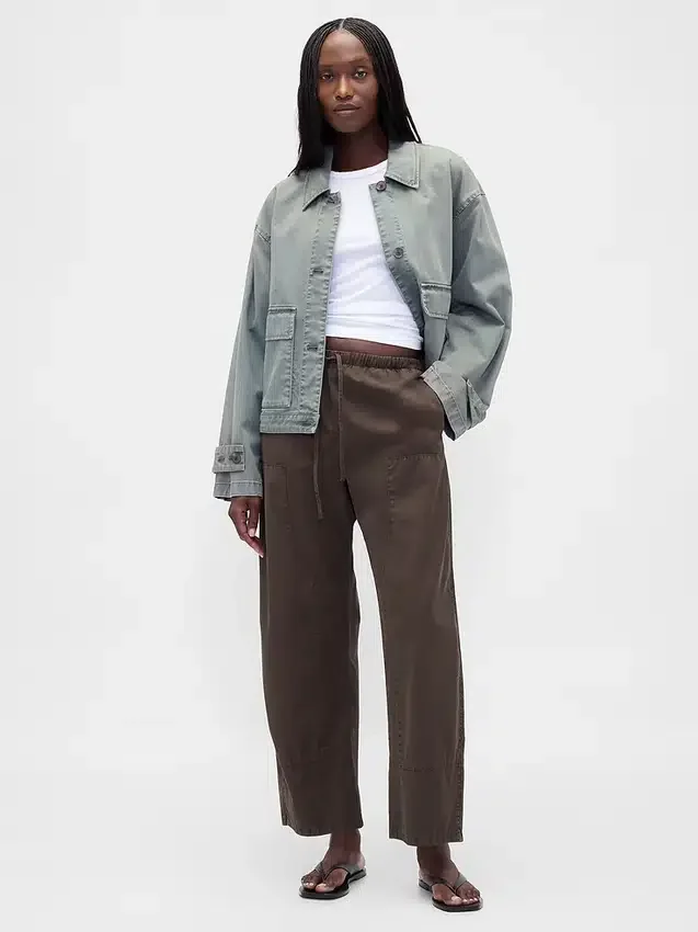 Poplin Easy Double-Knee Barrel Pants