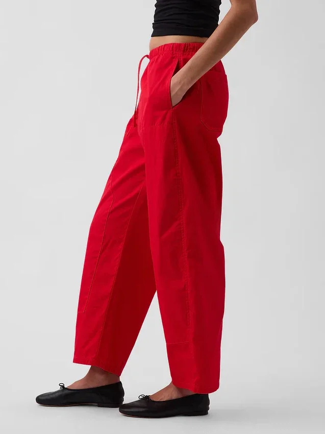 Poplin Easy Double-Knee Barrel Pants