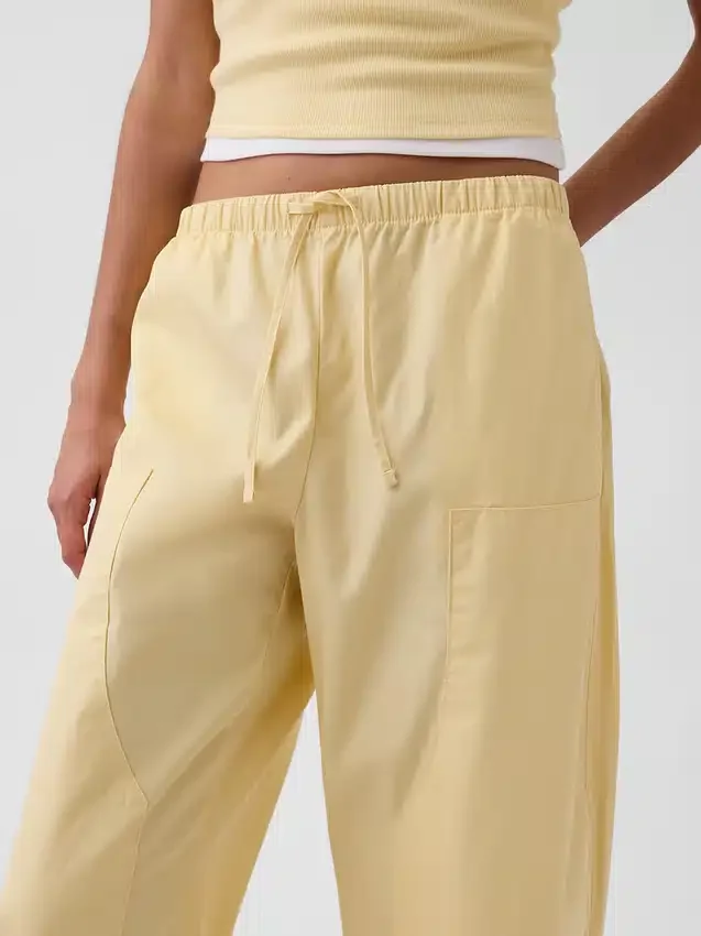 Poplin Easy Double-Knee Barrel Pants