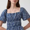 Poplin Flutter-Sleeve Mini Dress