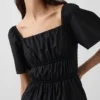 Poplin Flutter-Sleeve Mini Dress