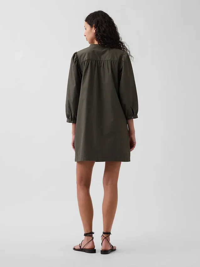 Poplin Henley Mini Dress