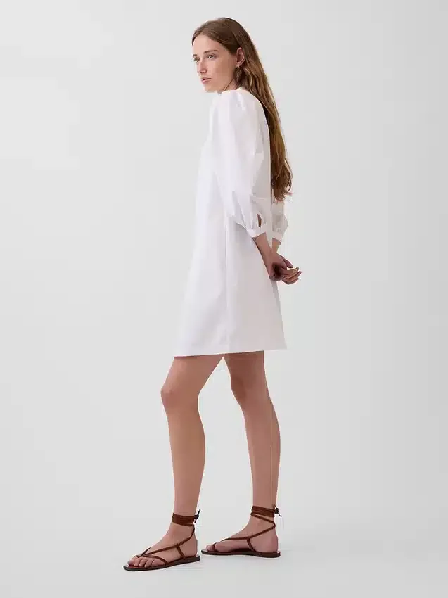 Poplin Henley Mini Dress