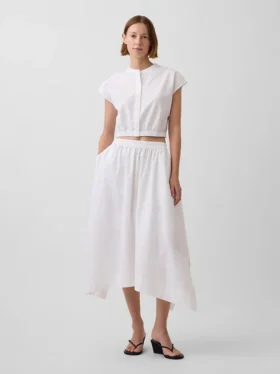 Poplin Midi Handkerchief Skirt