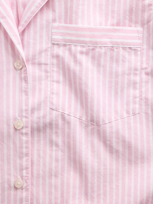 Poplin Oversized Crop Pj Shirt