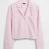 Poplin Oversized Crop Pj Shirt