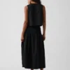 Poplin Pintuck Maxi Skirt