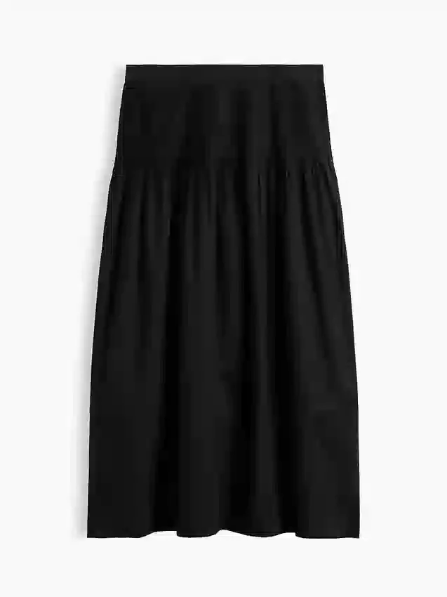 Poplin Pintuck Maxi Skirt