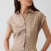 Poplin Stripe Cinched Mini Shirtdress