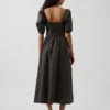 Puff-Sleeve Corset Maxi Dress