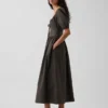 Puff-Sleeve Corset Maxi Dress