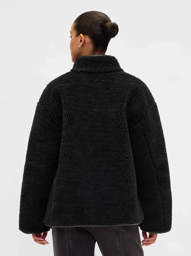 Recycled Sherpa & Vegan Leather-Trim Jacket