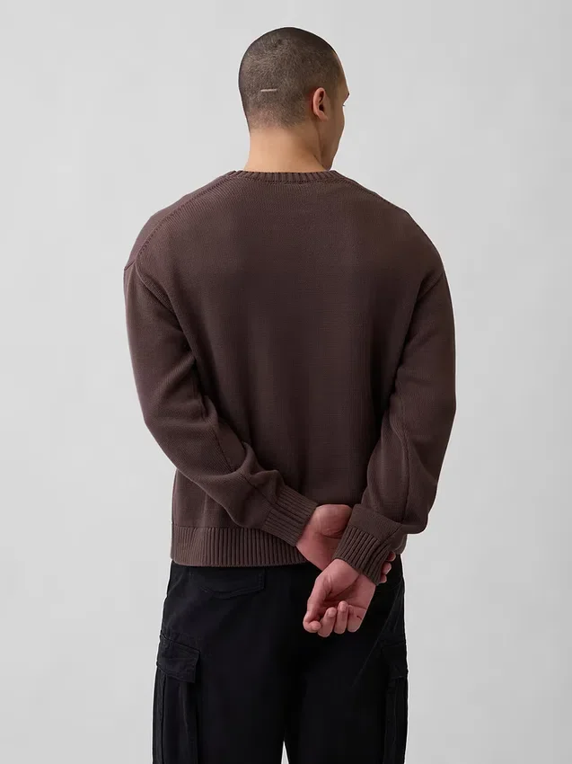 Relaxed Crewneck Crop Sweater