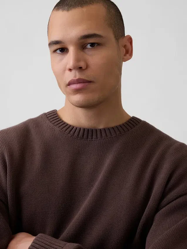 Relaxed Crewneck Crop Sweater