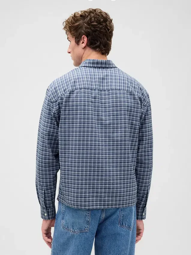 Relaxed Crop Straight-Hem Oxford Shirt