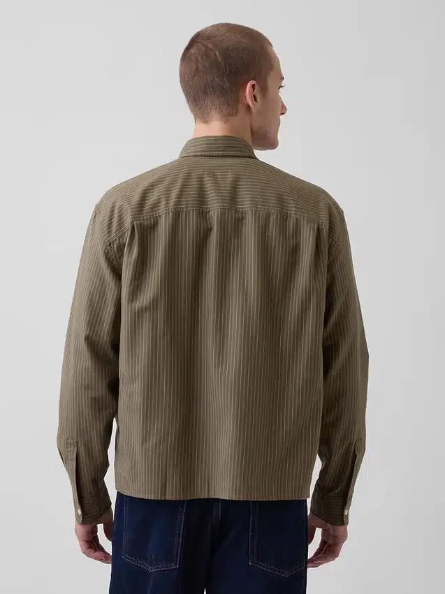 Relaxed Crop Straight-Hem Oxford Shirt