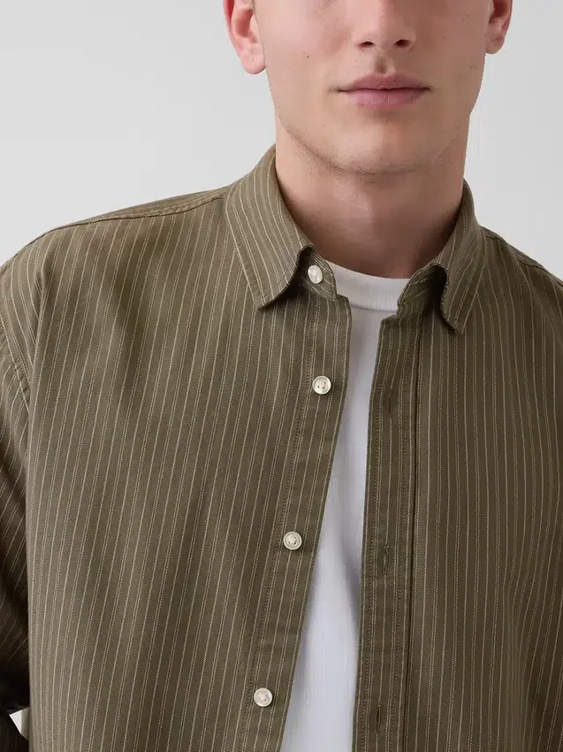 Relaxed Crop Straight-Hem Oxford Shirt