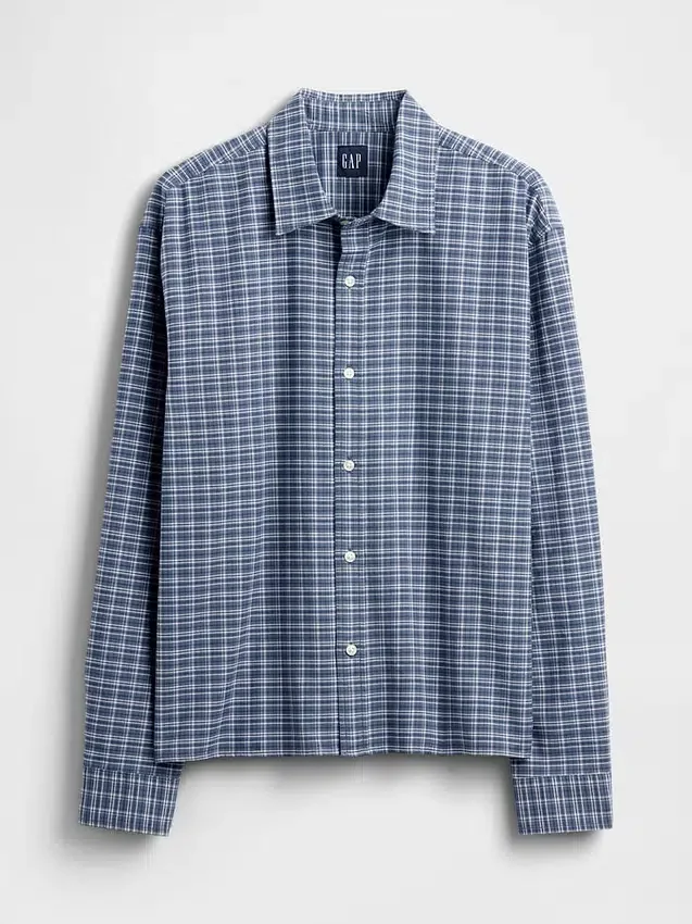 Relaxed Crop Straight-Hem Oxford Shirt