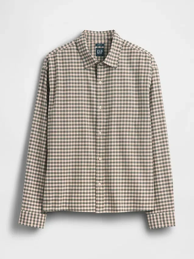 Relaxed Crop Straight-Hem Oxford Shirt