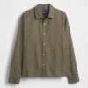 Relaxed Crop Straight-Hem Oxford Shirt