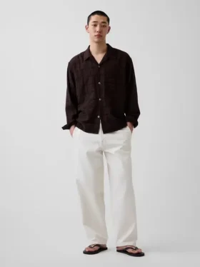 Relaxed Straight-Hem Seersucker Shirt