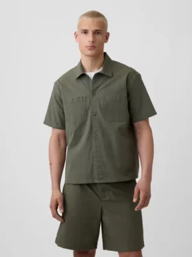 Relaxed Straight-Hem Utility Shirt