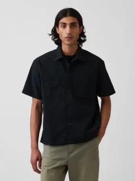Relaxed Straight-Hem Utility Shirt