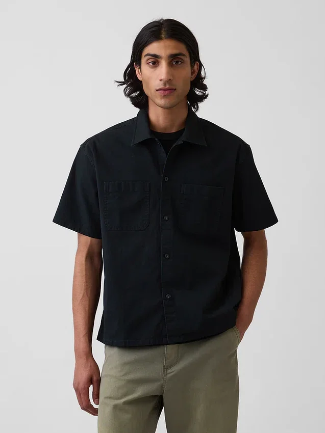 Relaxed Straight-Hem Utility Shirt