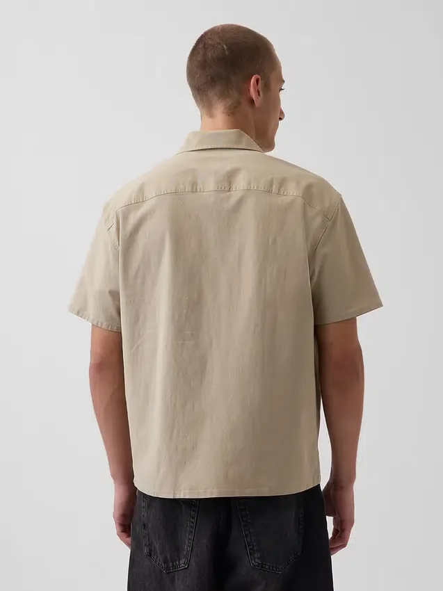 Relaxed Straight-Hem Utility Shirt