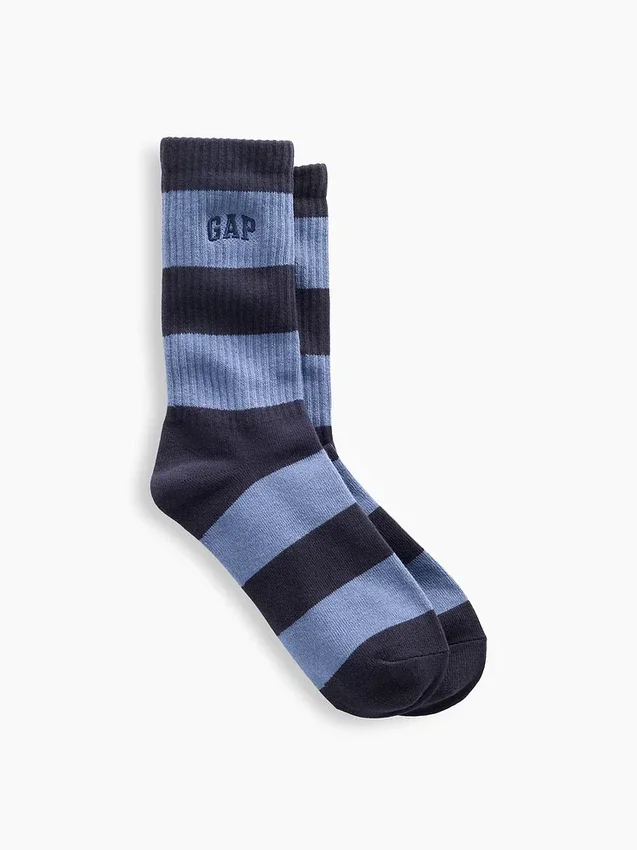 Rugby Stripe Logo Crew Socks