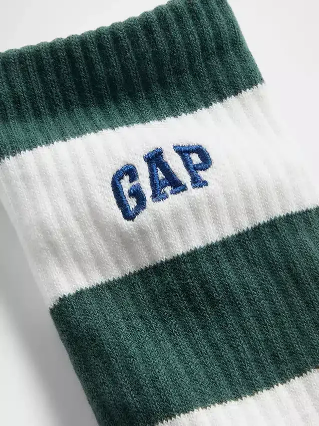 Rugby Stripe Logo Crew Socks