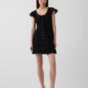 Scoop Neck Lace-Trim Mini Dress