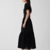 Scoop-Neck Lace-Trim Tiered Maxi Dress