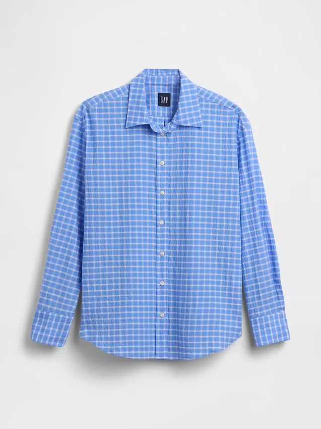 Seersucker Plaid Oversized Shirt