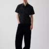 Seersucker Stripe Relaxed Curved-Hem Shirt