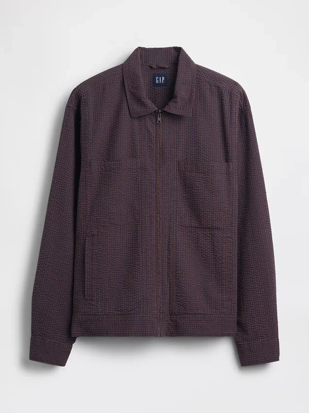 Seersucker Zip Shirt Jacket