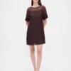 Sheer Organza Mini Shift Dress