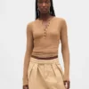 Sheer Rib Henley Sweater