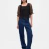 Sheer Tulle Embroidered Top