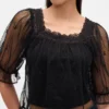 Sheer Tulle Embroidered Top
