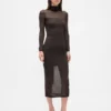 Sheer Turtleneck Maxi Sweater Dress