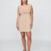 Shirred Button-Front Dress