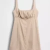 Shirred Button-Front Dress