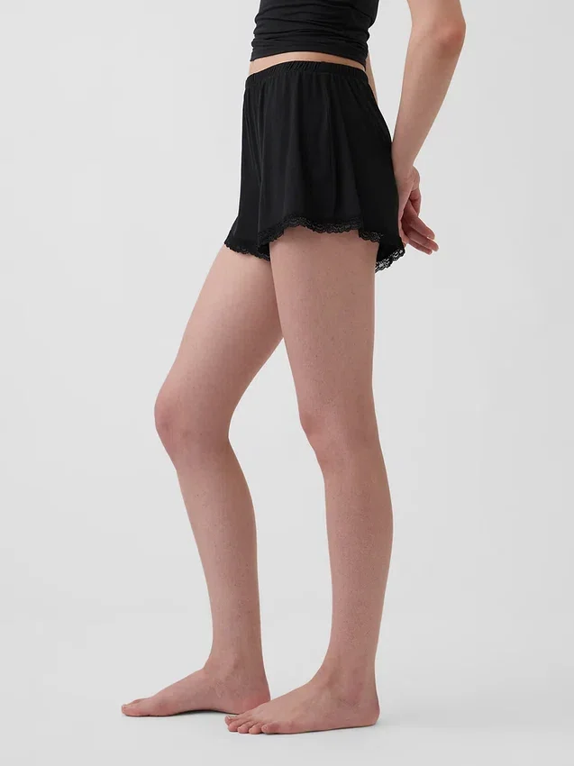 Softest Modal Lace-Trim Pj Shorts