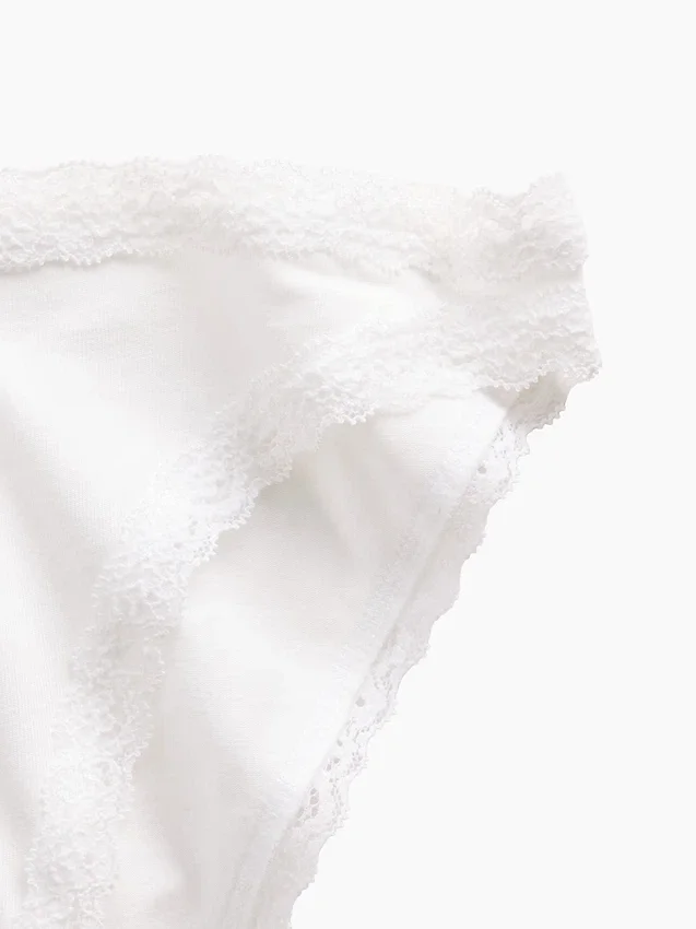 Softest Organic Stretch Cotton Lace-Trim Bikini