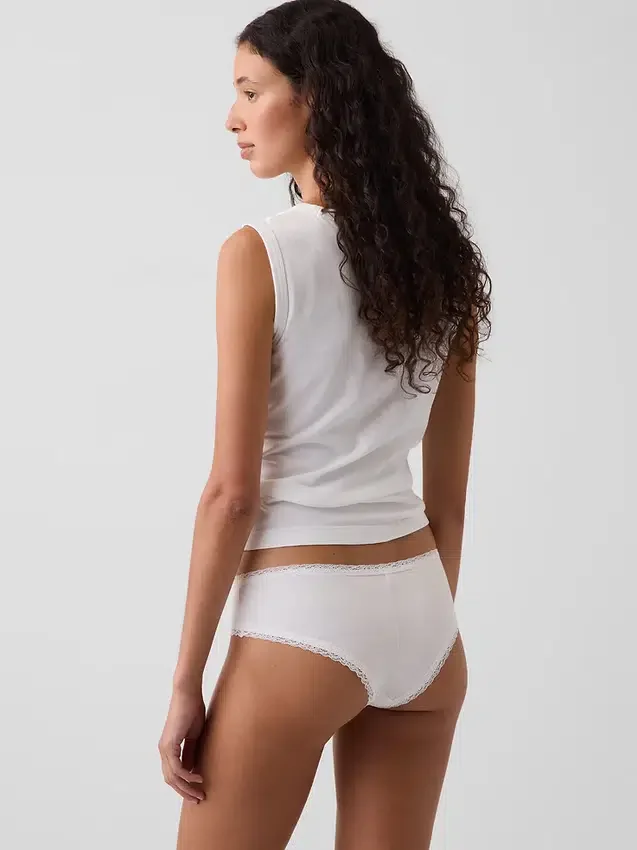Softest Organic Stretch Cotton Lace-Trim Cheeky Hipster