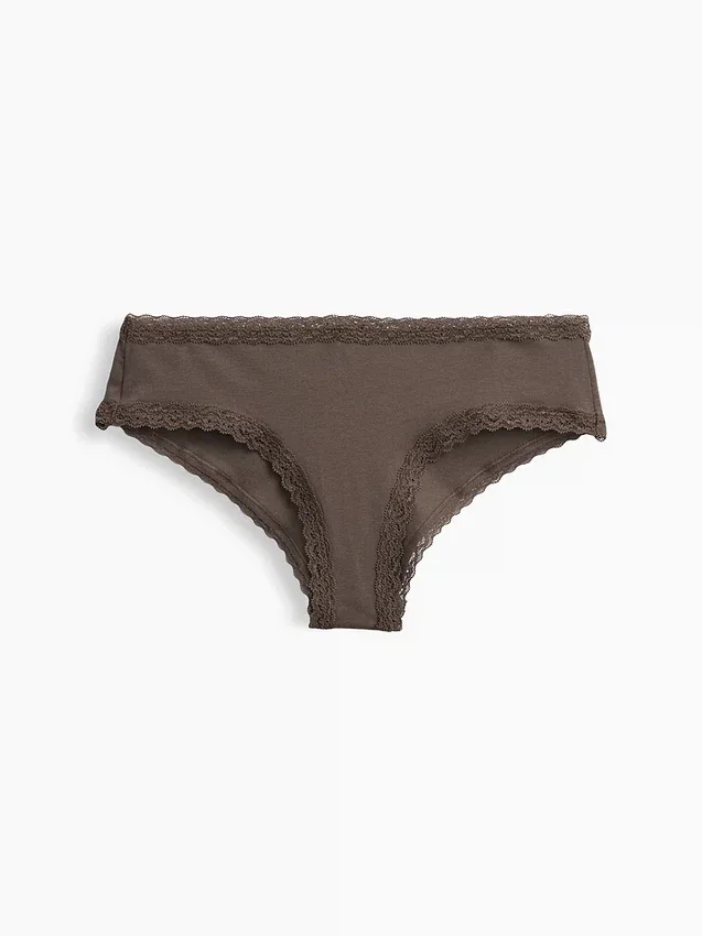 Softest Organic Stretch Cotton Lace-Trim Cheeky Hipster