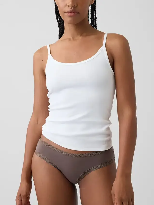 Softest Organic Stretch Cotton Lace-Trim Cheeky Hipster
