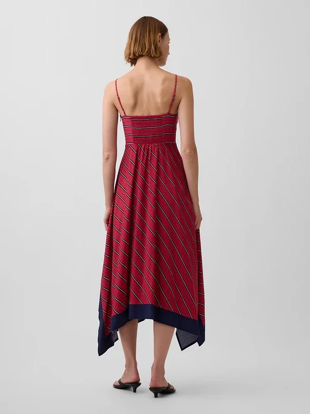 Stripe Handkerchief Midi Dress