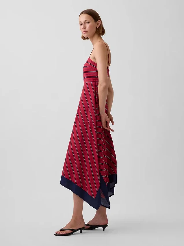 Stripe Handkerchief Midi Dress